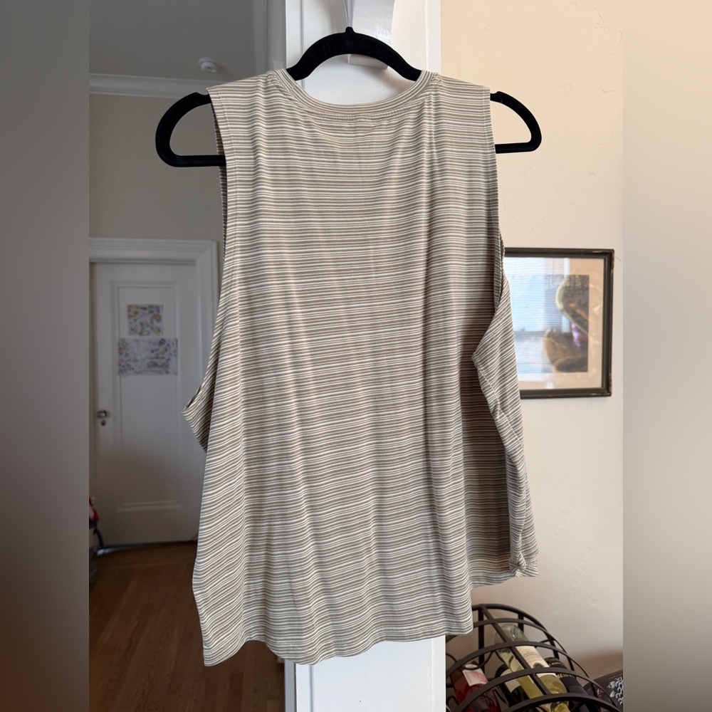 Athleta Gray Striped Muscle Tee - Picture 3 of 3